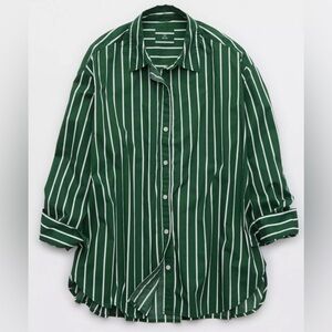 ISO Aerie Dark Algae Striped Button Down Shirt